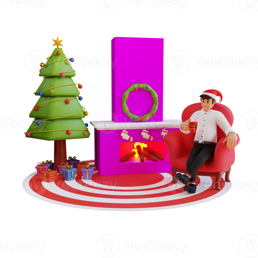 3d werknemer karakter illustratie nieuw jaar Kerstmis partij png