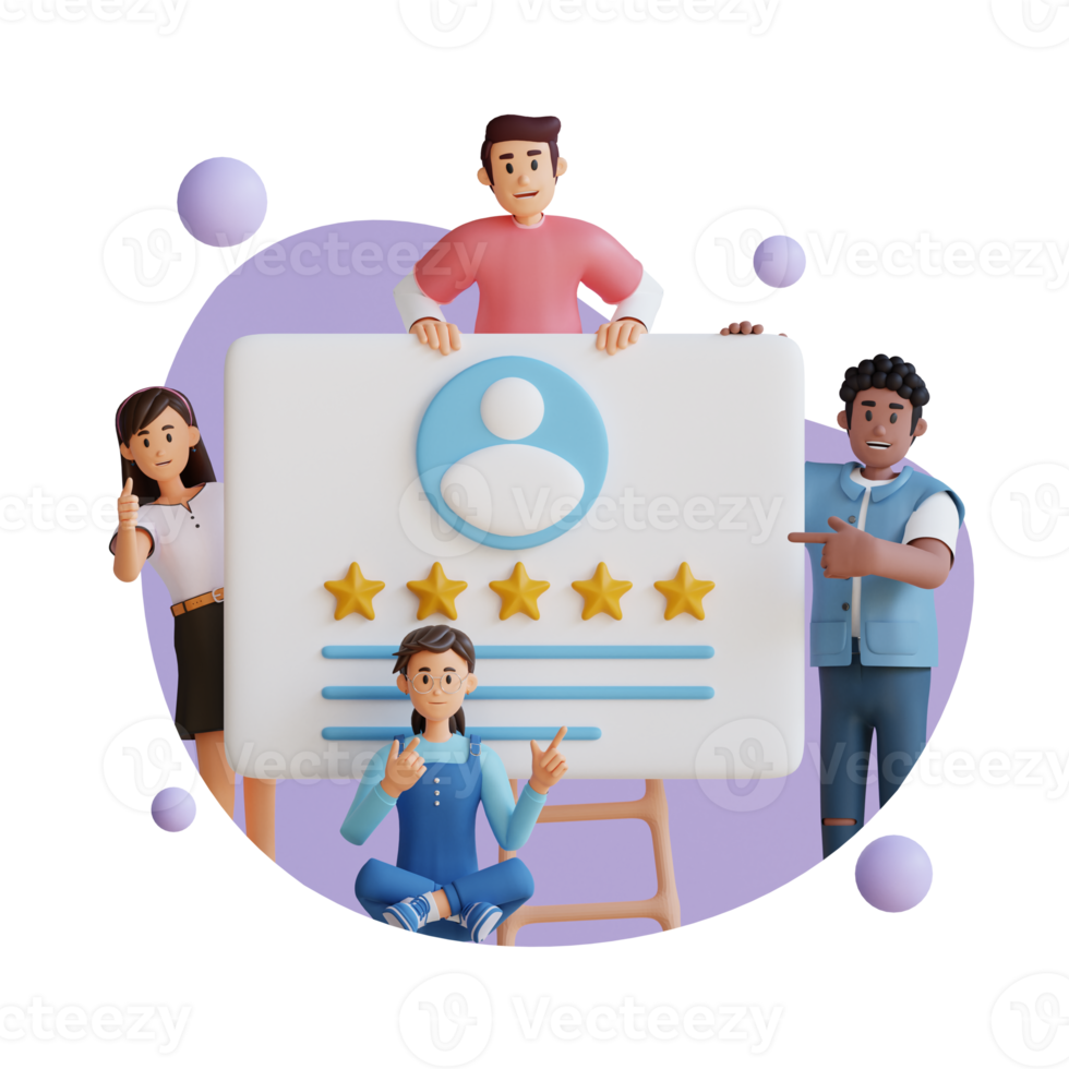 teenager doing five star rating 3D character illustration png