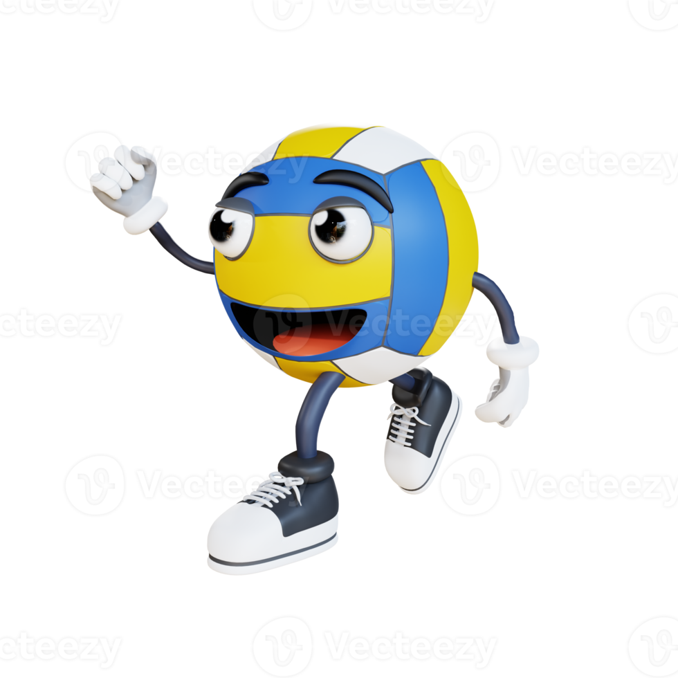 volleyball mascot is running 3d character illustration png