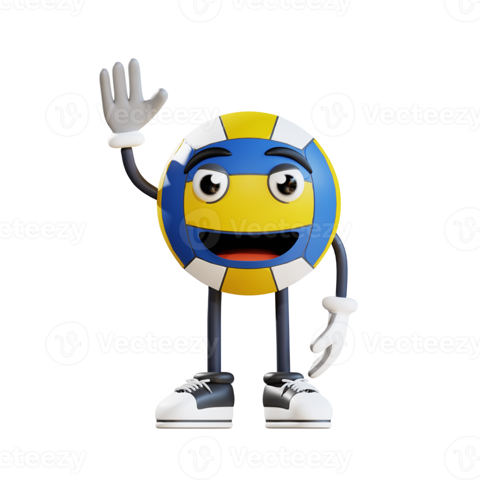 mascote de vôlei dizer olá ilustração de personagem 3d png