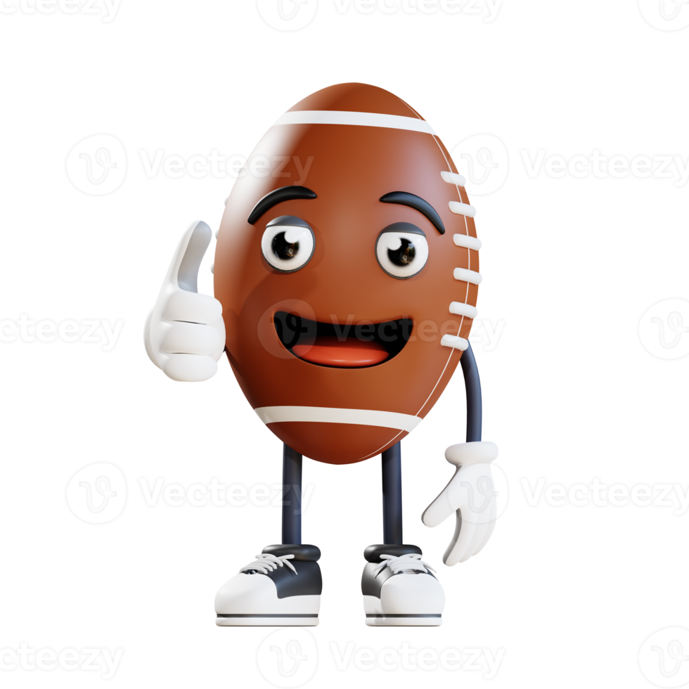 american football mascot giving thumbs up 3d character illustration png