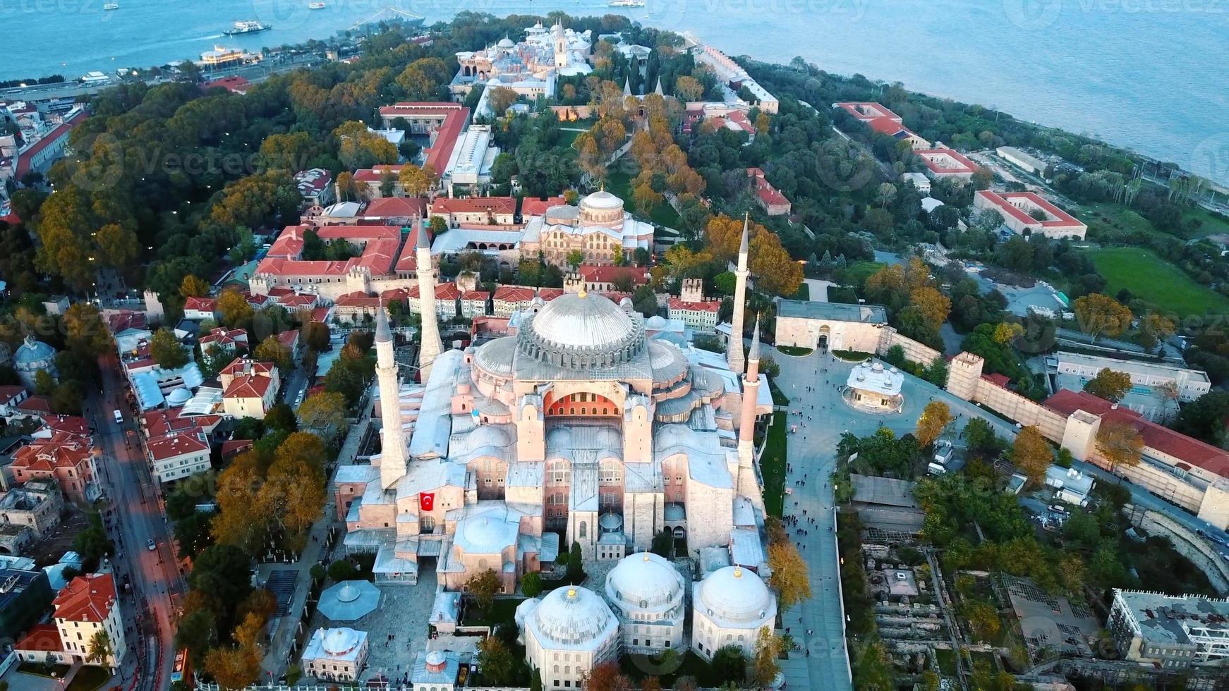 Sehzade Mosque from sky Golden Horn Istanbul photo