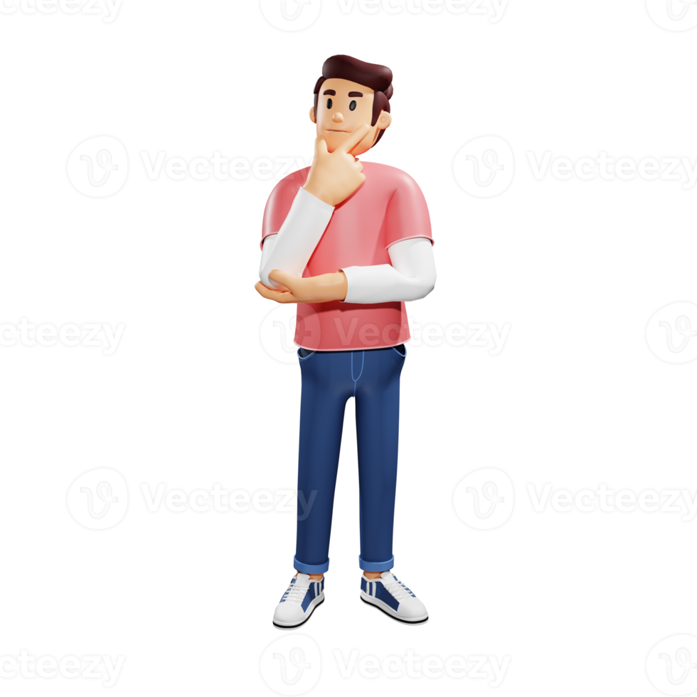 Young people thinking 3d character illustration png