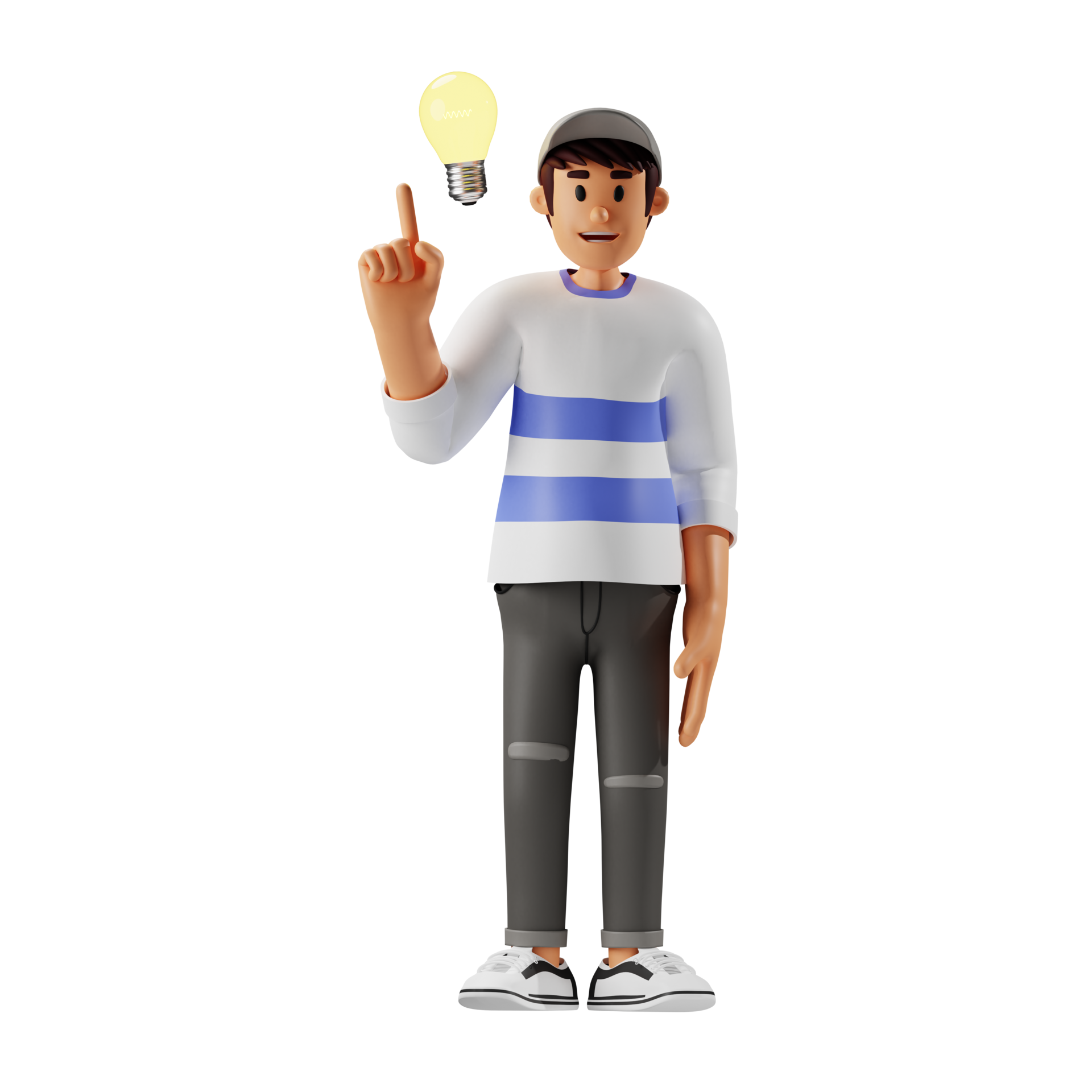 The Young Man In The Hat Has Come Up With An Idea 3d Character the-young-man-in-the-hat-has-come-up-with-an-idea-3d-character