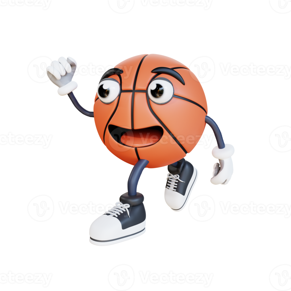 mascota de baloncesto está ejecutando ilustración de personaje 3d png