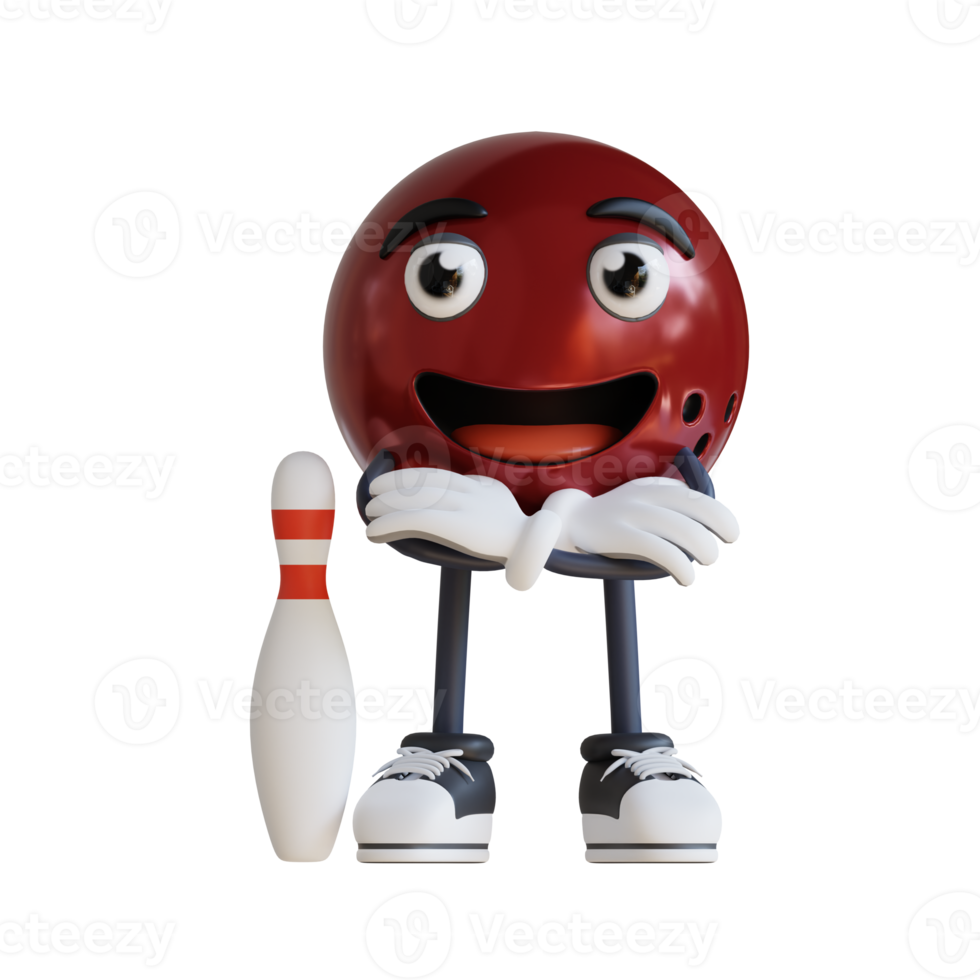 Bowling-Kugel-Maskottchen mit gekreuzten Armen 3D-Charakterillustration png