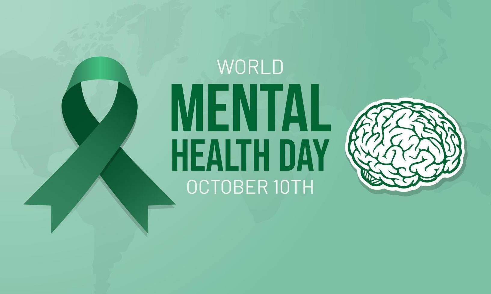 World Mental Health Day October 10th illustration on green isolated background vector