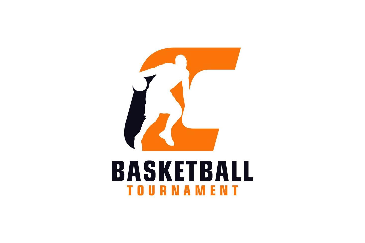 Letter C with Basketball Logo Design. Vector Design Template Elements for Sport Team or Corporate Identity.