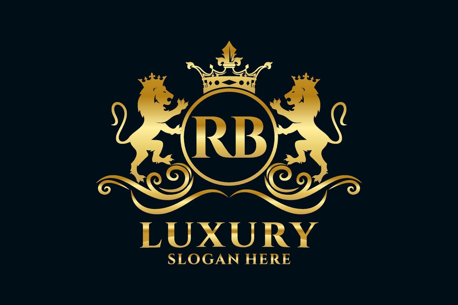 Initial RB Letter Lion Royal Luxury Logo template in vector art for luxurious branding projects and other vector illustration.