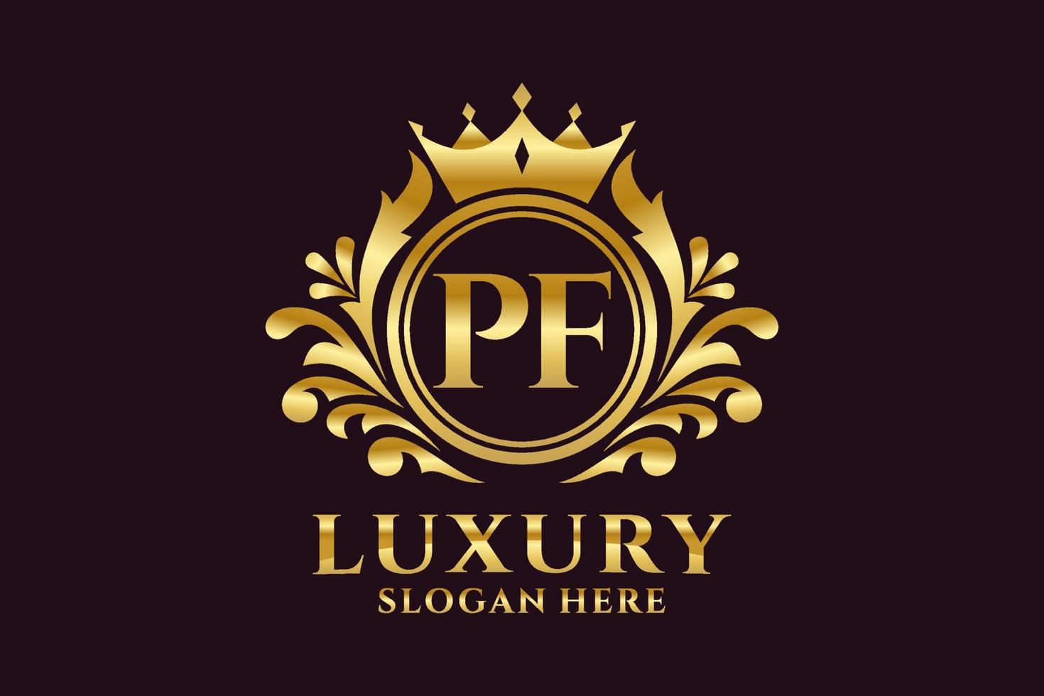 Initial PF Letter Royal Luxury Logo template in vector art for luxurious branding projects and other vector illustration.