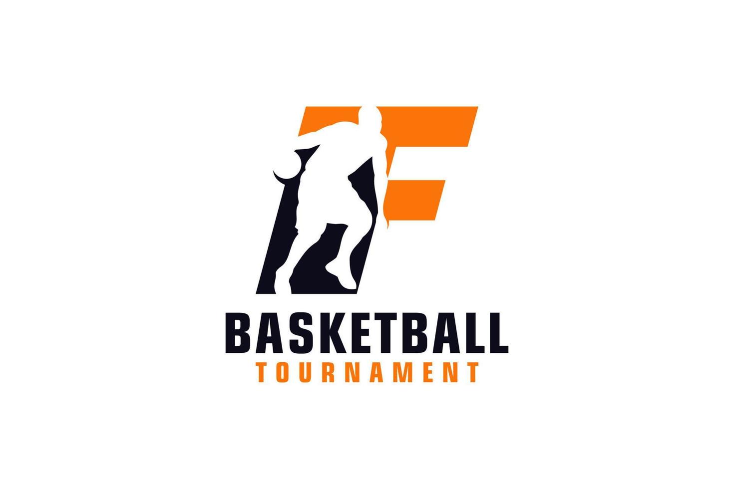 Letter F with Basketball Logo Design. Vector Design Template Elements for Sport Team or Corporate Identity.