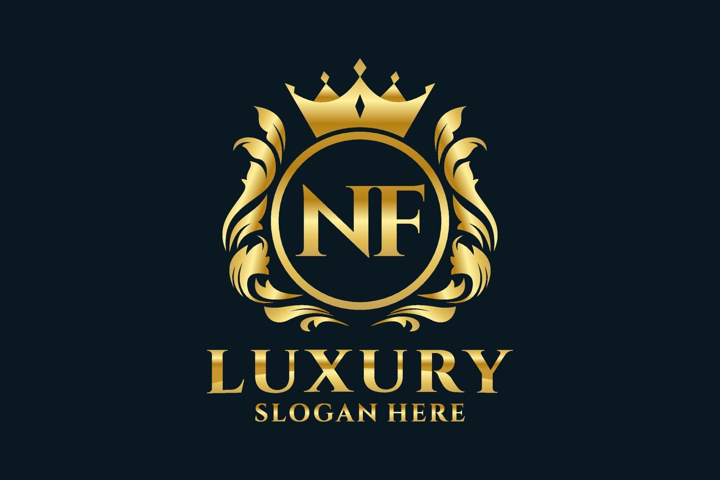 Initial NF Letter Royal Luxury Logo template in vector art for luxurious branding projects and other vector illustration.