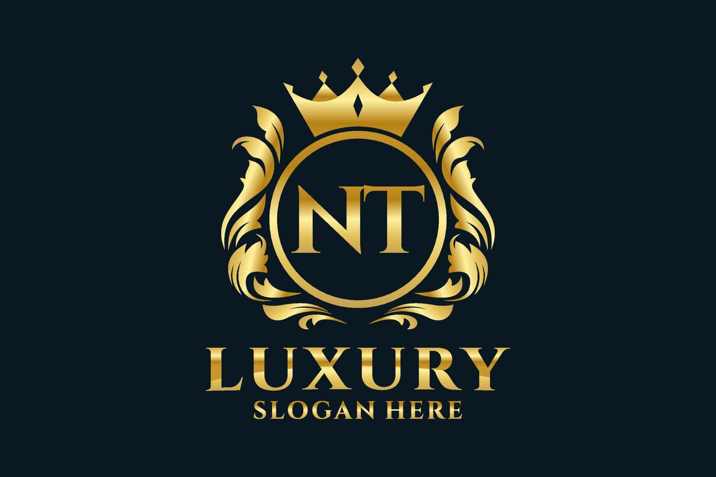 Initial NT Letter Royal Luxury Logo template in vector art for luxurious branding projects and other vector illustration.