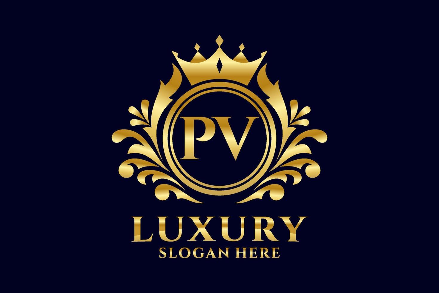 Initial PV Letter Royal Luxury Logo template in vector art for luxurious branding projects and other vector illustration.