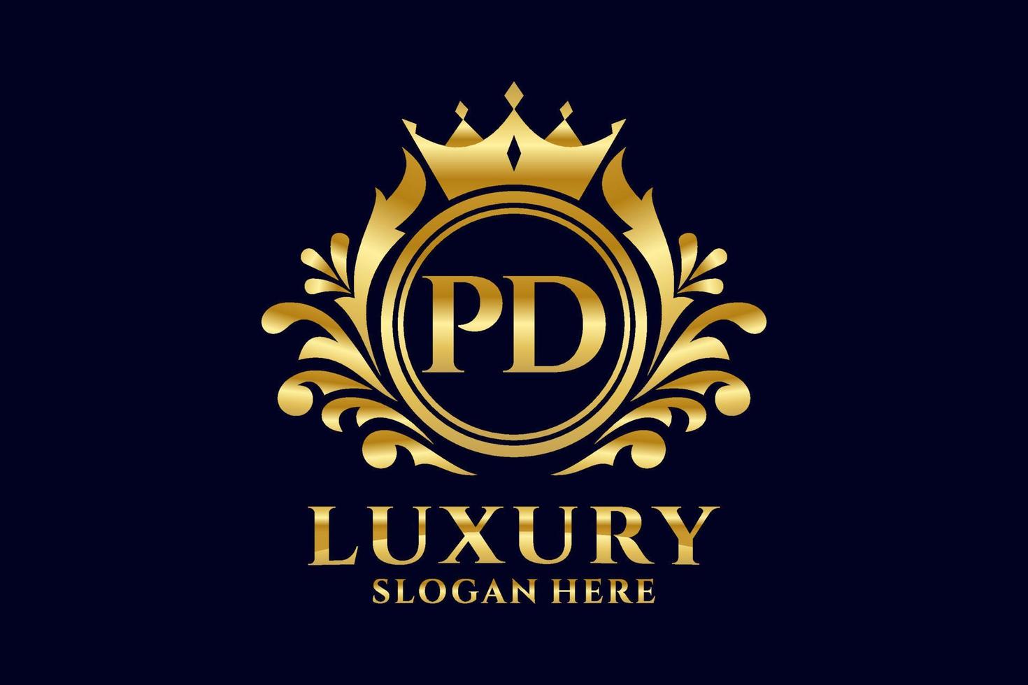 Initial PD Letter Royal Luxury Logo template in vector art for luxurious branding projects and other vector illustration.