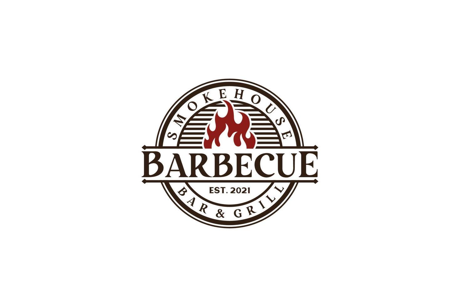 parrilla de barbacoa rústica retro vintage, barbacoa, vector de diseño de logotipo de sello de etiqueta de barbacoa