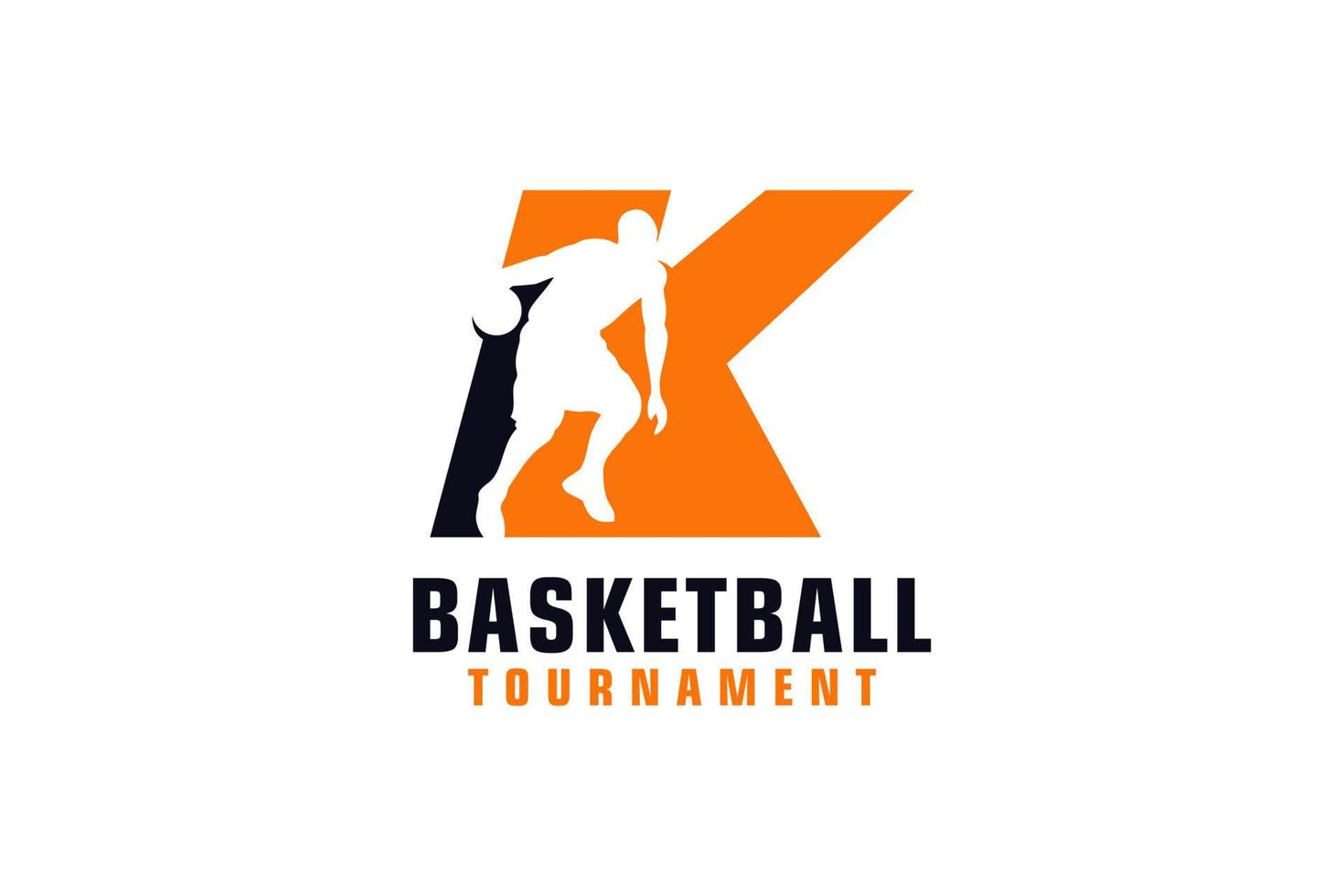 Letter K with Basketball Logo Design. Vector Design Template Elements for Sport Team or Corporate Identity.