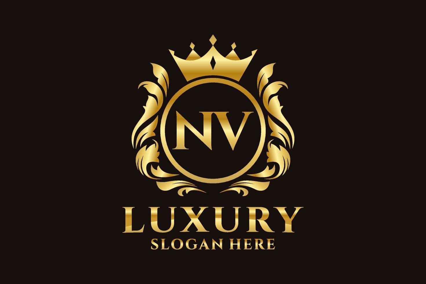 Initial NV Letter Royal Luxury Logo template in vector art for luxurious branding projects and other vector illustration.