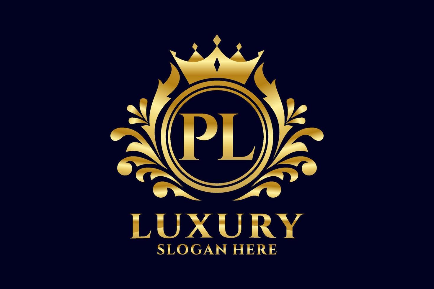 Initial PL Letter Royal Luxury Logo template in vector art for luxurious branding projects and other vector illustration.