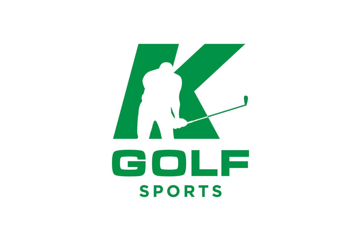 logotipo de icono de letra del alfabeto k para plantilla de vector de diseño de logotipo de golf, etiqueta vectorial de golf, logotipo de campeonato de golf, ilustración, icono creativo, concepto de diseño