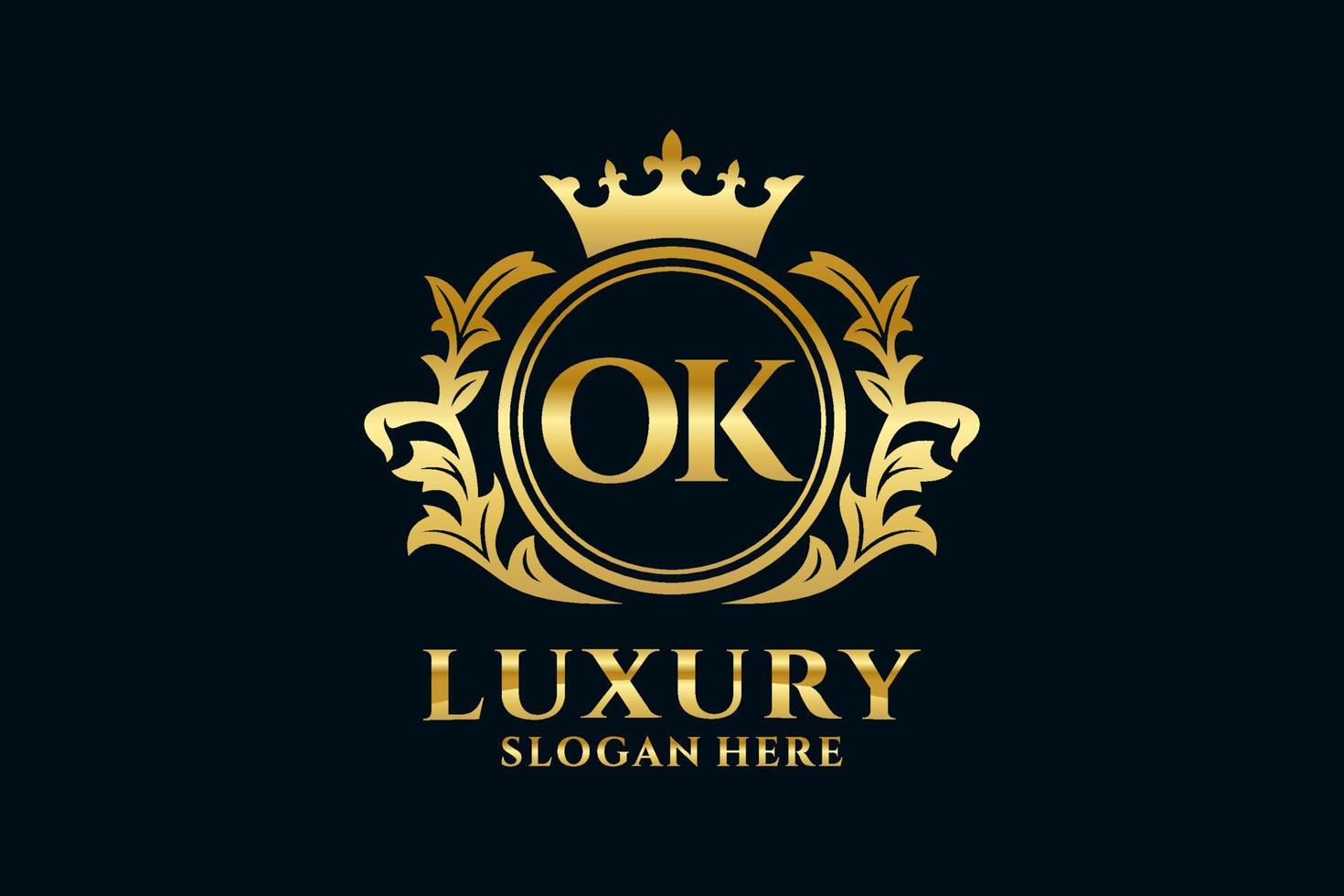 Initial OK Letter Royal Luxury Logo template in vector art for luxurious branding projects and other vector illustration.