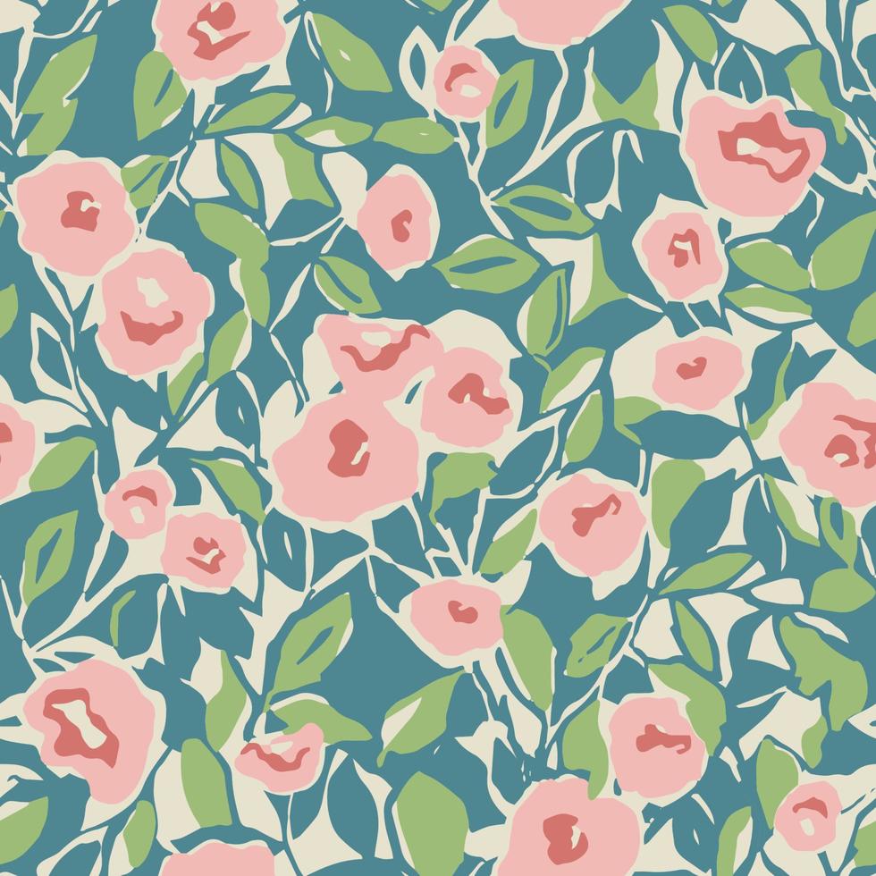 Vector abstract flower illustration seamless repeat pattern
