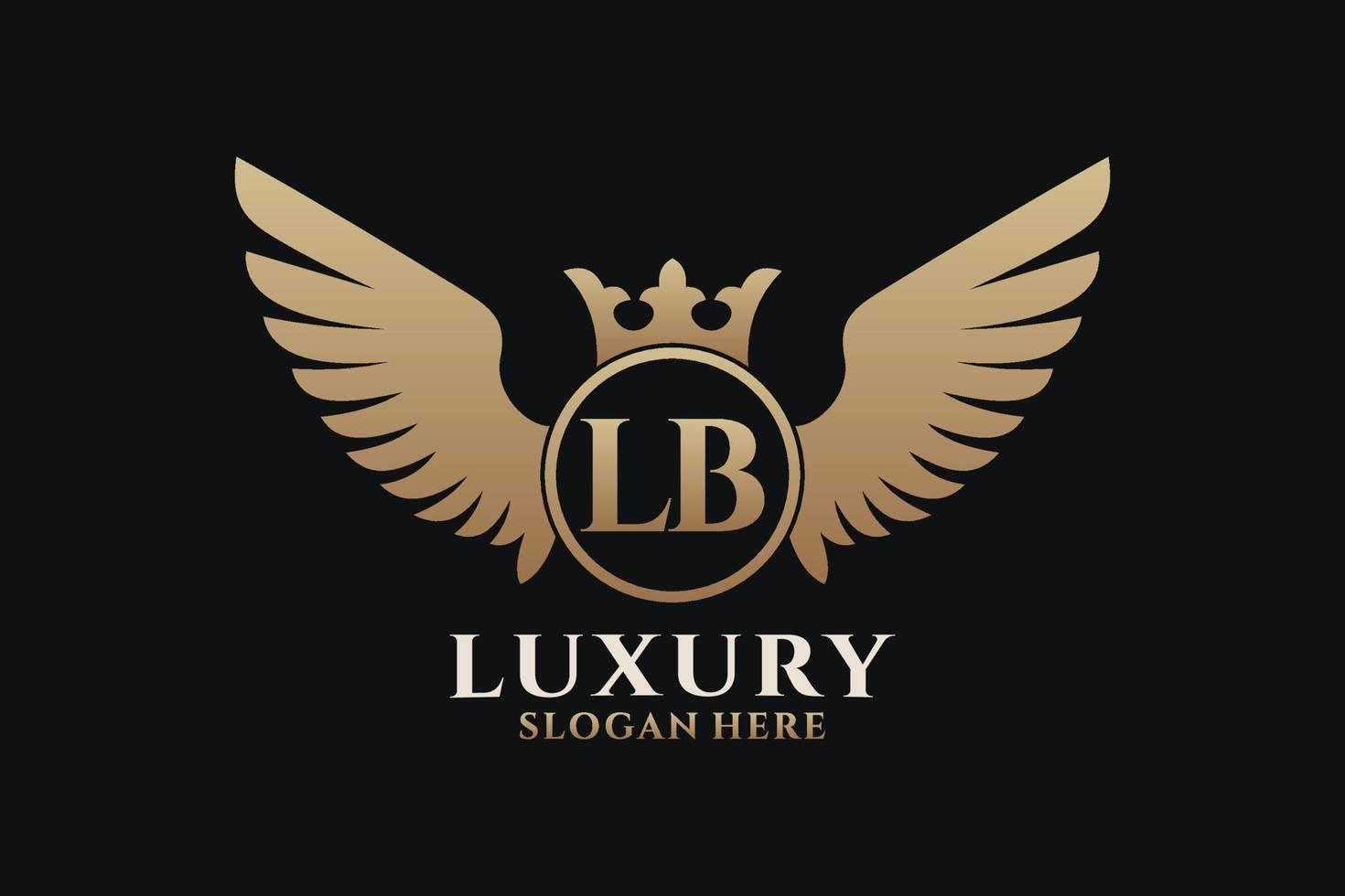 Luxury royal wing Letter LB crest Gold color Logo vector, Victory logo, crest logo, wing logo, vector logo template.