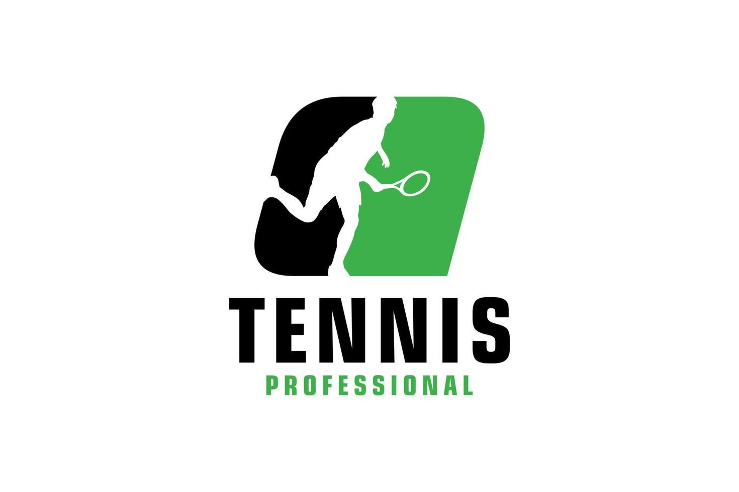 letra q con diseño de logotipo de silueta de jugador de tenis. elementos de plantilla de diseño vectorial para equipo deportivo o identidad corporativa. vector