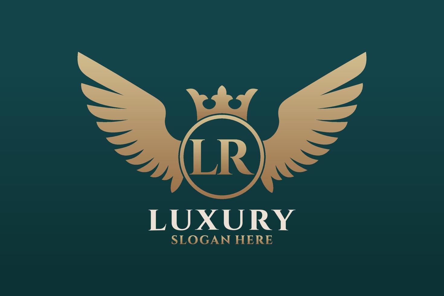 Luxury royal wing Letter LR crest Gold color Logo vector, Victory logo, crest logo, wing logo, vector logo template.