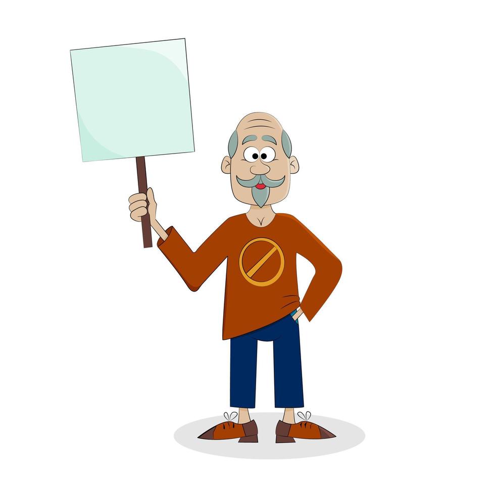 el hombre protesta con una pancarta. aislar sobre fondo blanco. ilustración vectorial vector