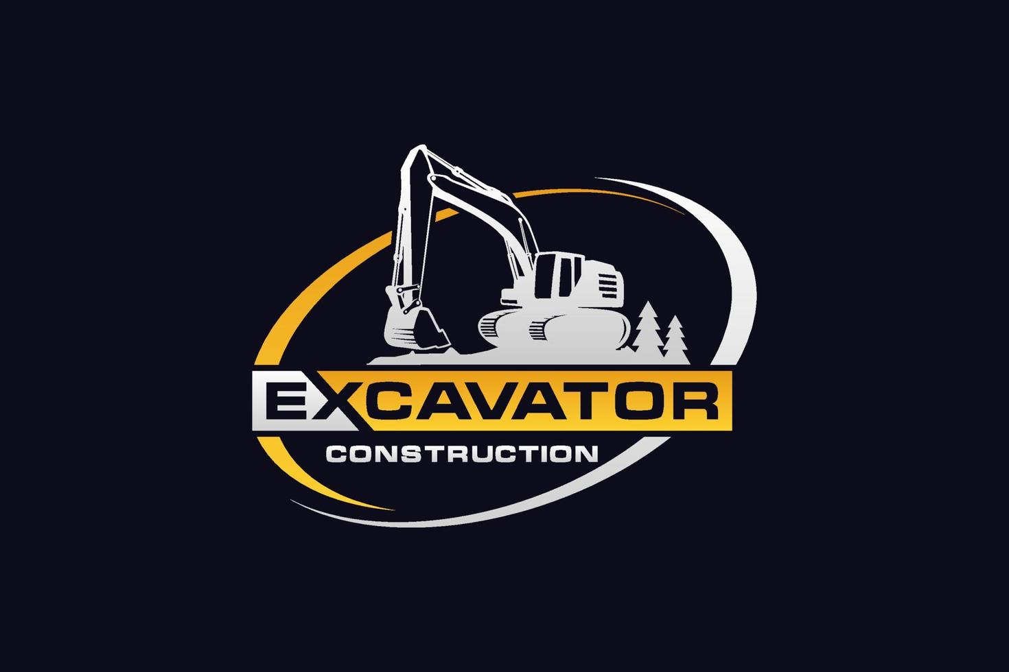 Excavator logo template vector. Heavy equipment logo vector for construction company. Creative excavator illustration for logo template.