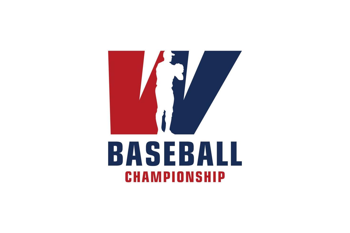 Letter W with Baseball Logo Design. Vector Design Template Elements for Sport Team or Corporate Identity.