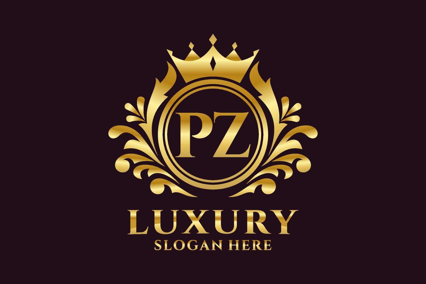 Initial PZ Letter Royal Luxury Logo template in vector art for luxurious branding projects and other vector illustration.