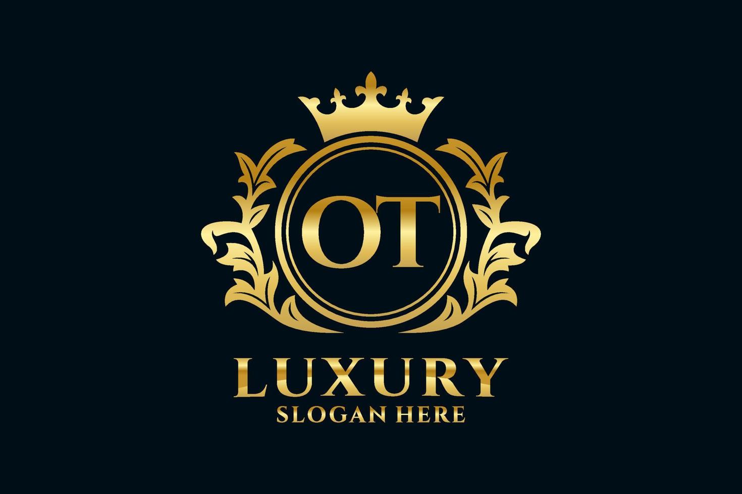 Initial OT Letter Royal Luxury Logo template in vector art for luxurious branding projects and other vector illustration.