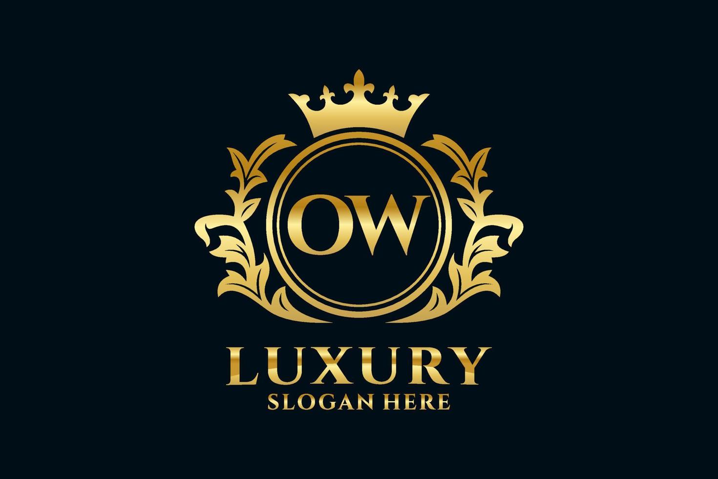 Initial OW Letter Royal Luxury Logo template in vector art for luxurious branding projects and other vector illustration.