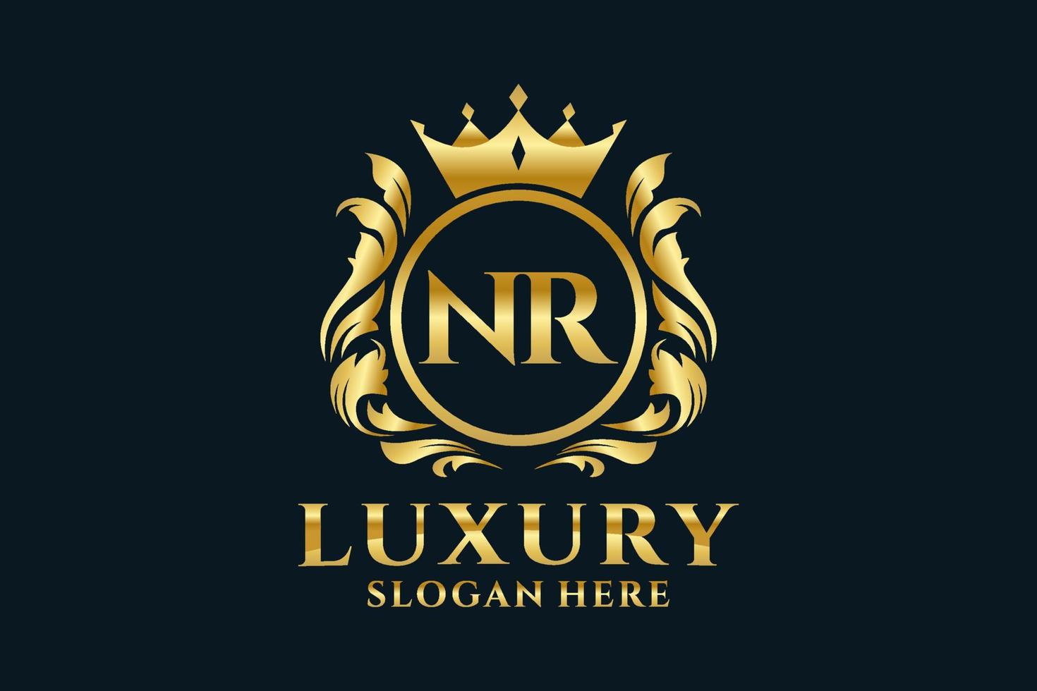 Initial NR Letter Royal Luxury Logo template in vector art for luxurious branding projects and other vector illustration.