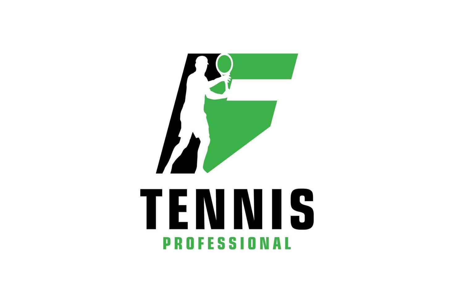 Letter F with Tennis player silhouette Logo Design. Vector Design Template Elements for Sport Team or Corporate Identity.