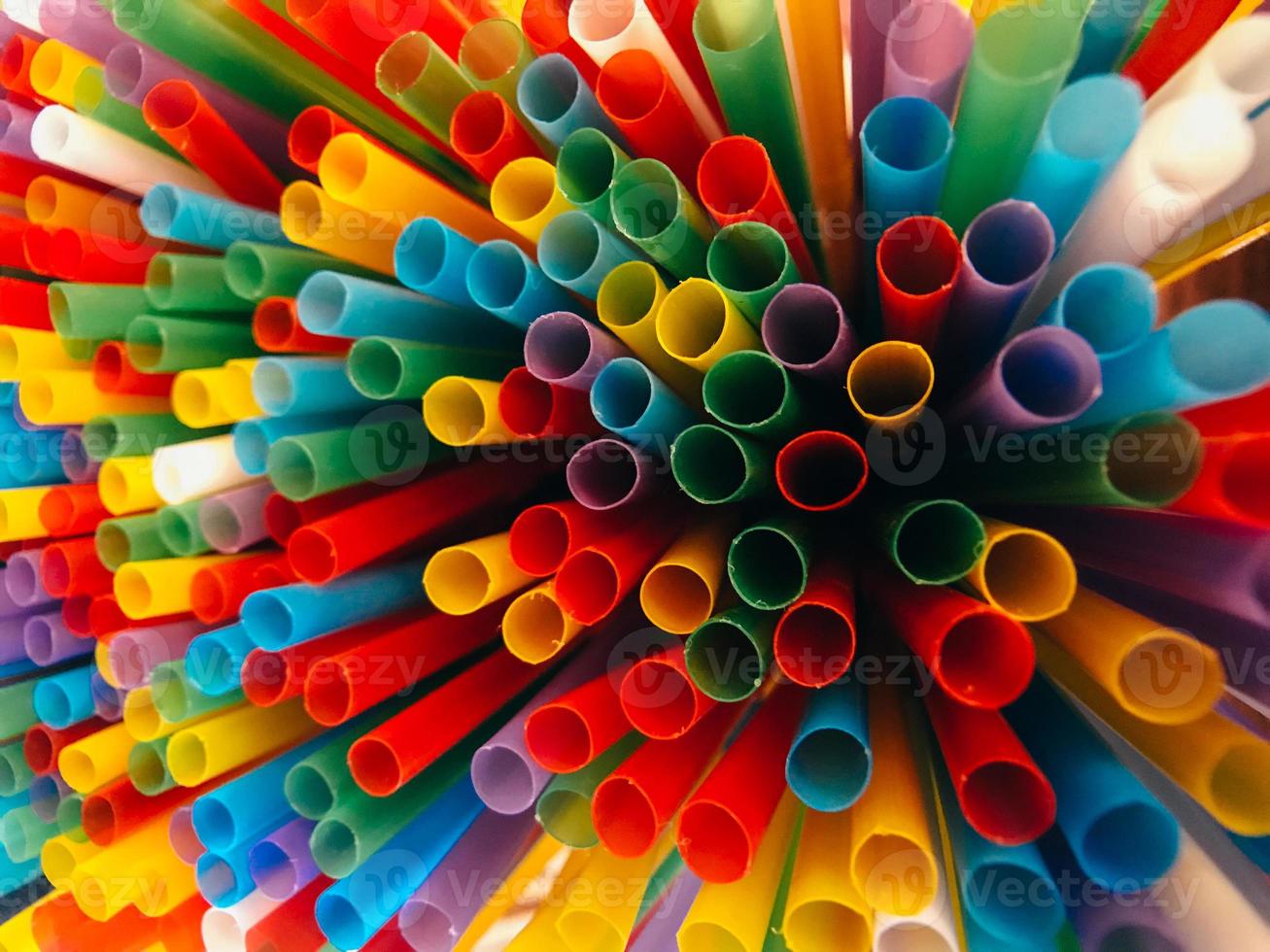 Abstract a colorful of plastic straws photo