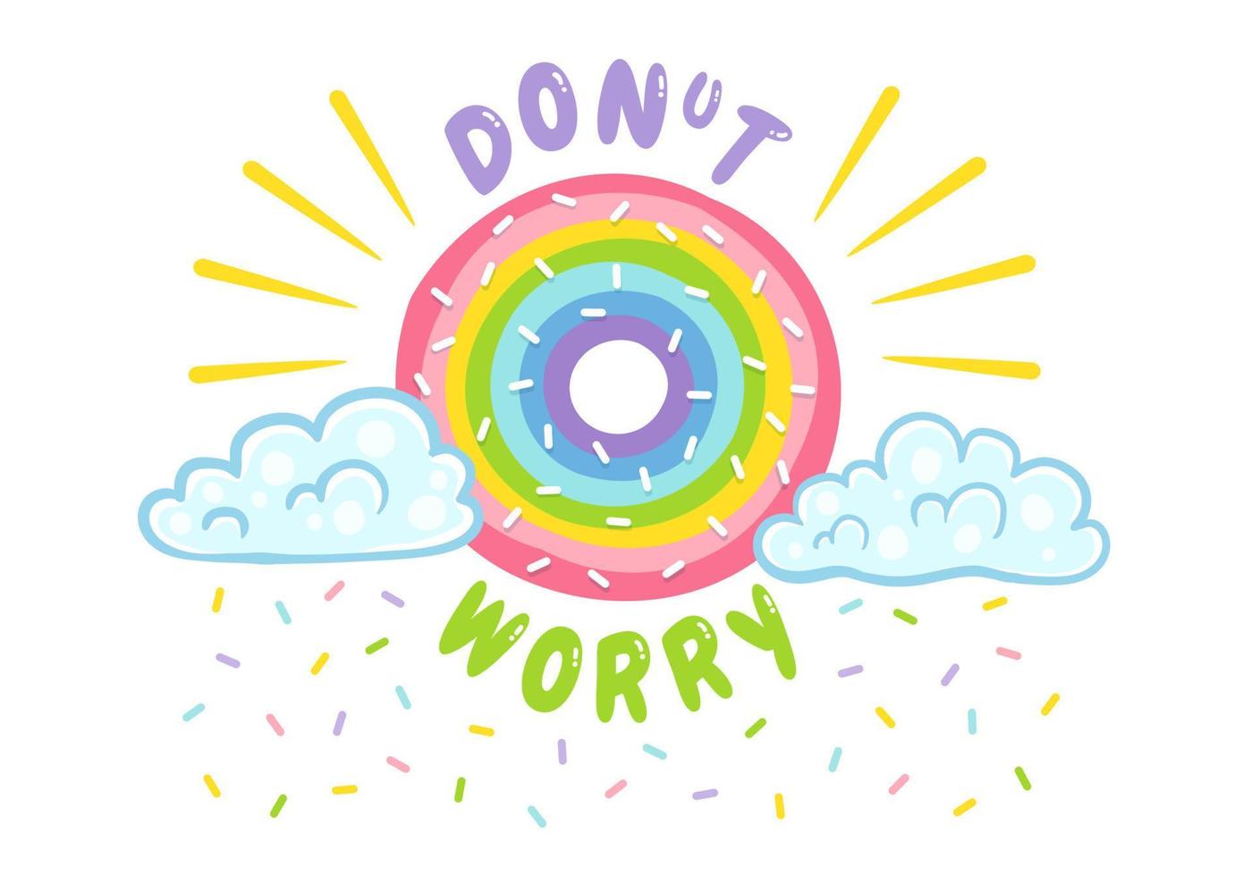 donut like rainbow with clouds vector