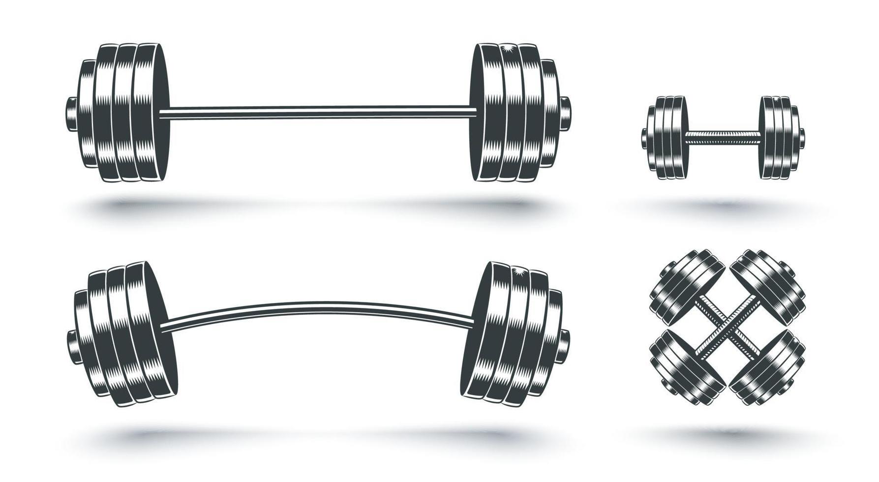 Vector set icons of barbells