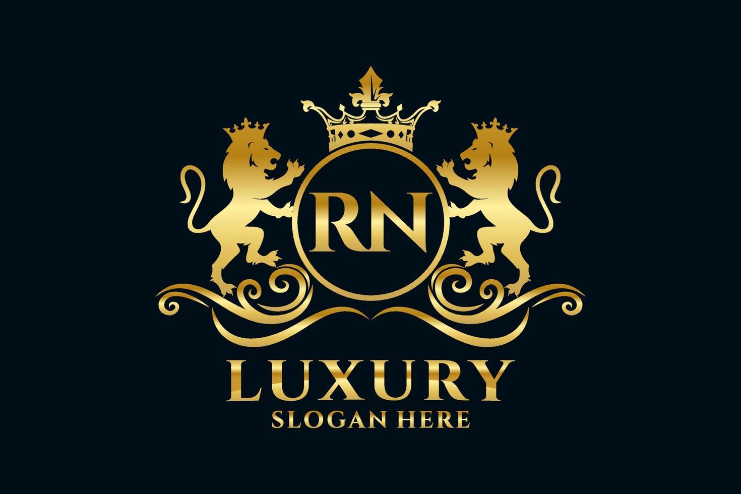 plantilla de logotipo de lujo real de león de letra inicial rn en arte vectorial para proyectos de marca de lujo y otras ilustraciones vectoriales. vector