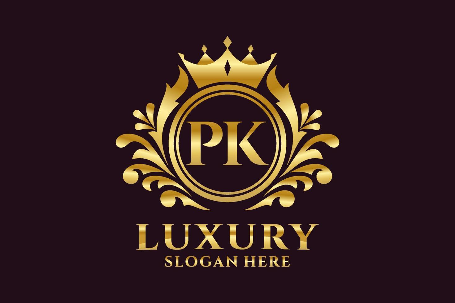 Initial PK Letter Royal Luxury Logo template in vector art for luxurious branding projects and other vector illustration.