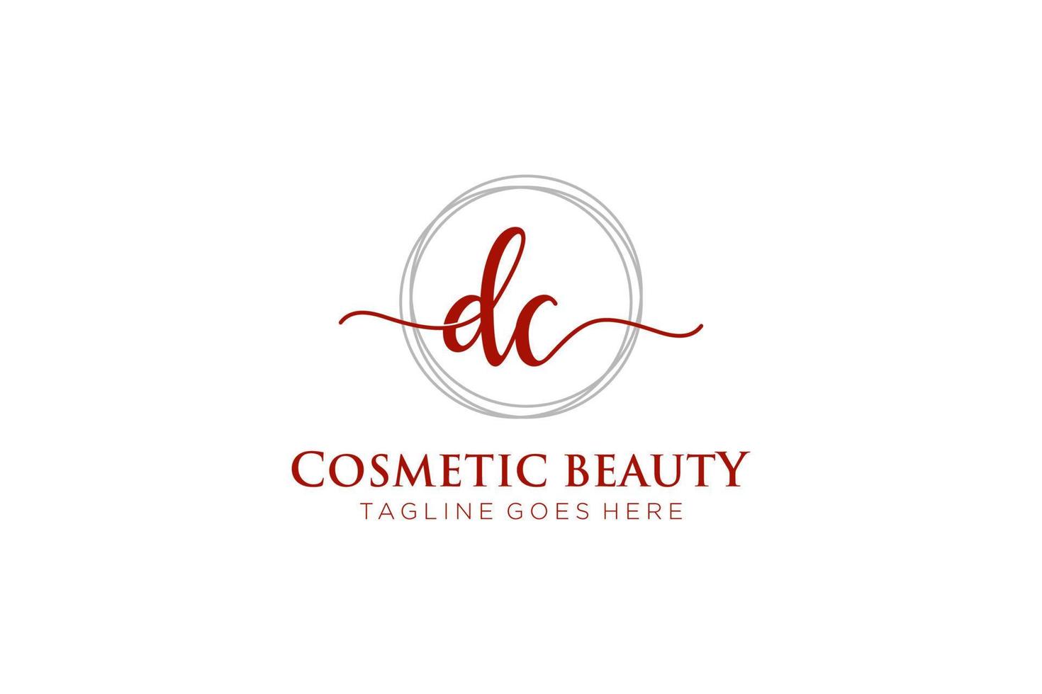 initial DC Feminine logo beauty monogram and elegant logo design, handwriting logo of initial signature, wedding, fashion, floral and botanical with creative template. vector