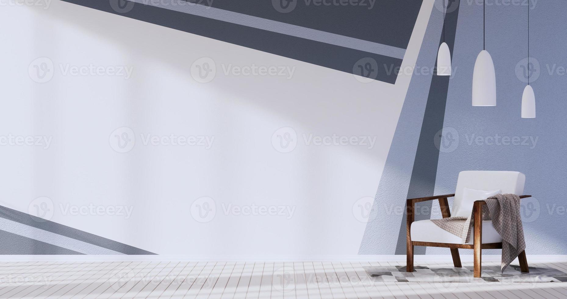 Grey and white wall on living room two tone colorful design.3D