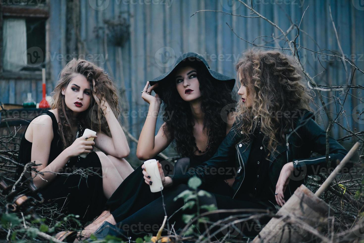 Three vintage witches gathered for the Sabbat photo