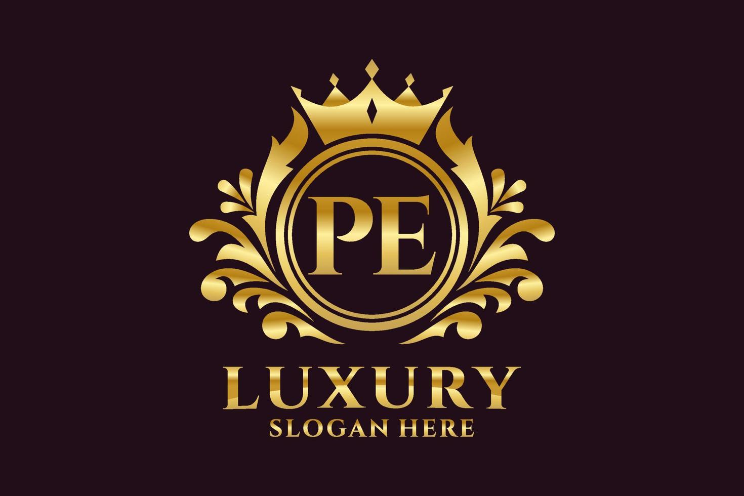 Initial PE Letter Royal Luxury Logo template in vector art for luxurious branding projects and other vector illustration.