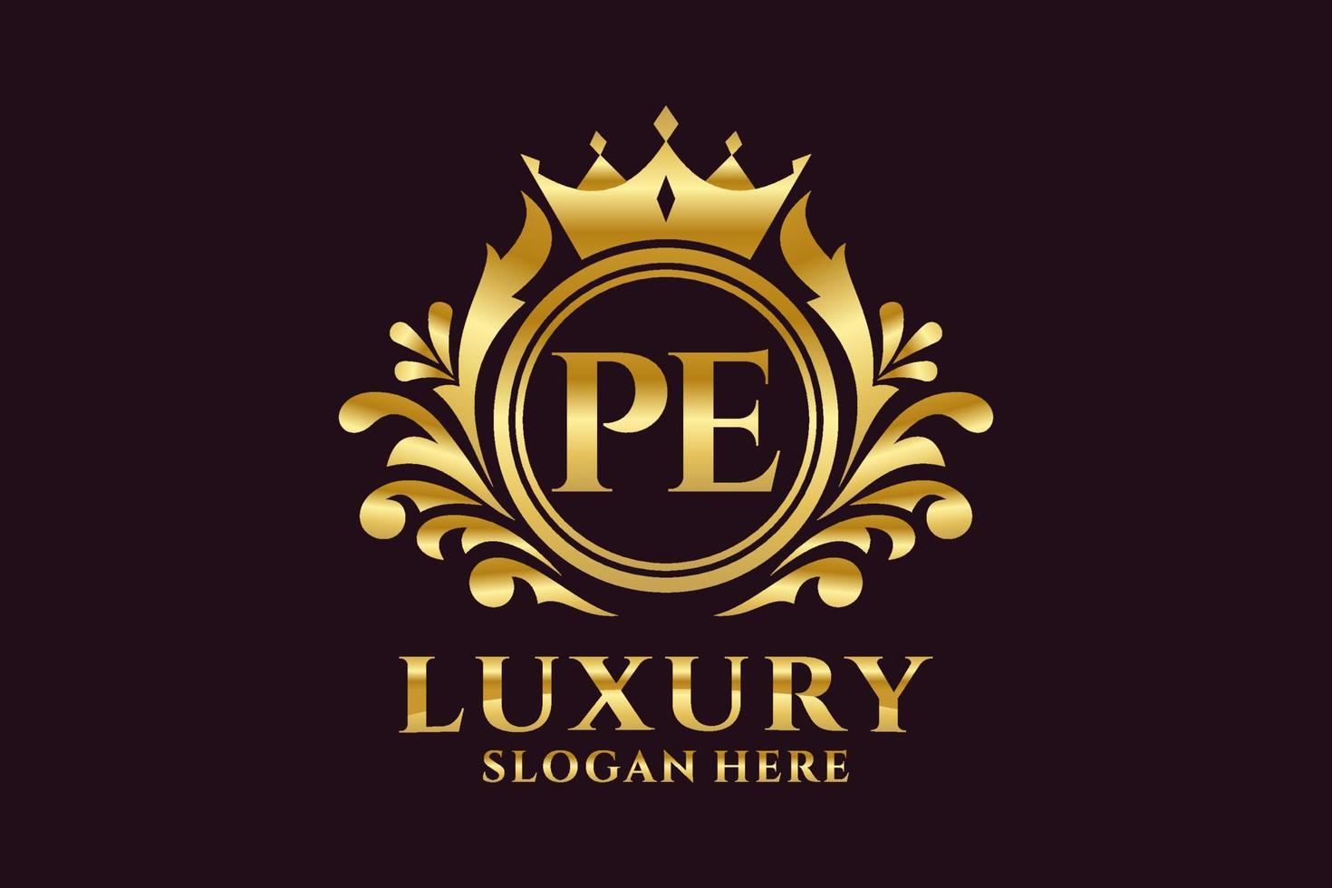 Initial PE Letter Royal Luxury Logo template in vector art for luxurious branding projects and other vector illustration.