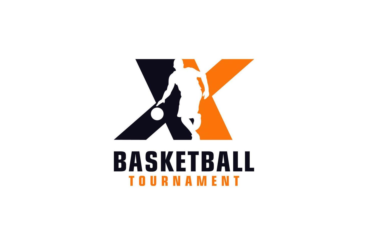 Letter X with Basketball Logo Design. Vector Design Template Elements for Sport Team or Corporate Identity.