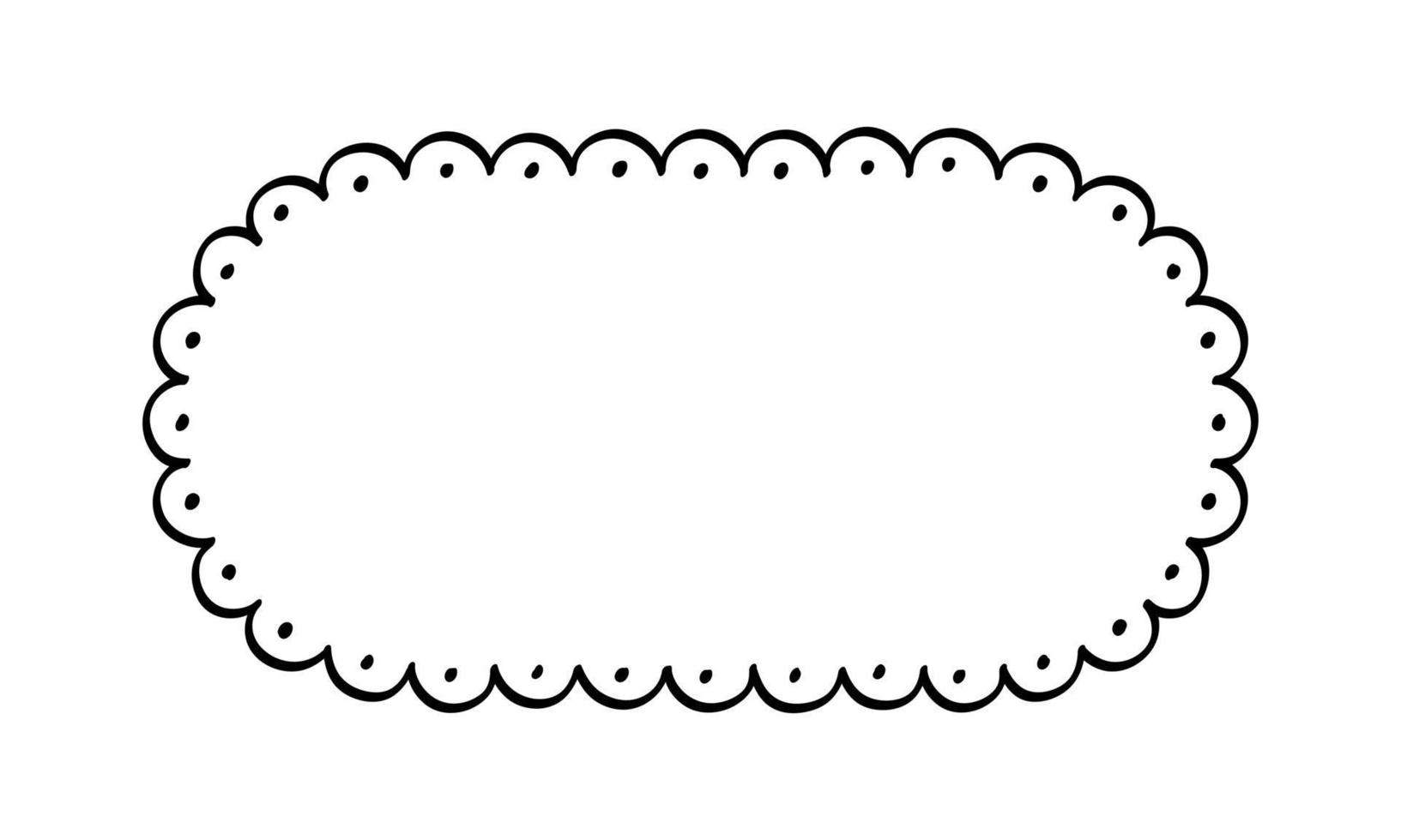 Long rounded scallop frame doodle line art illustration clipart vector