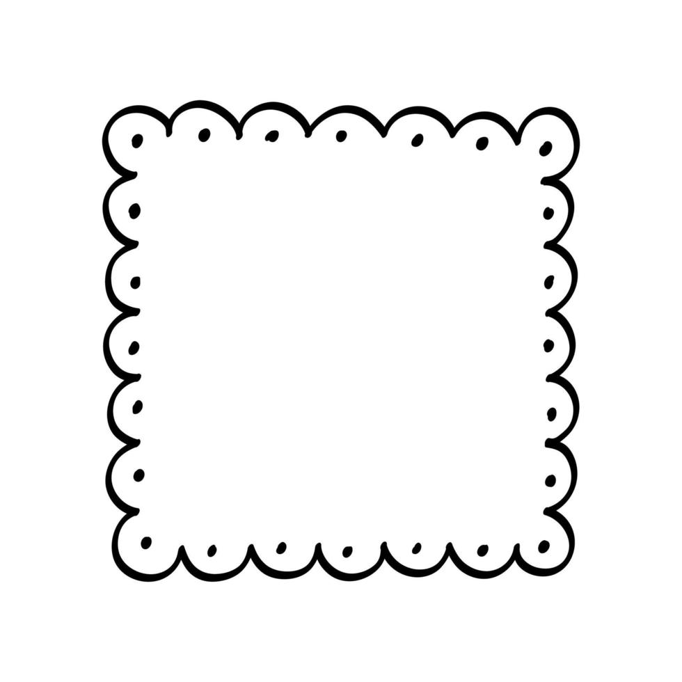 Square scallop frame doodle line art illustration clipart vector